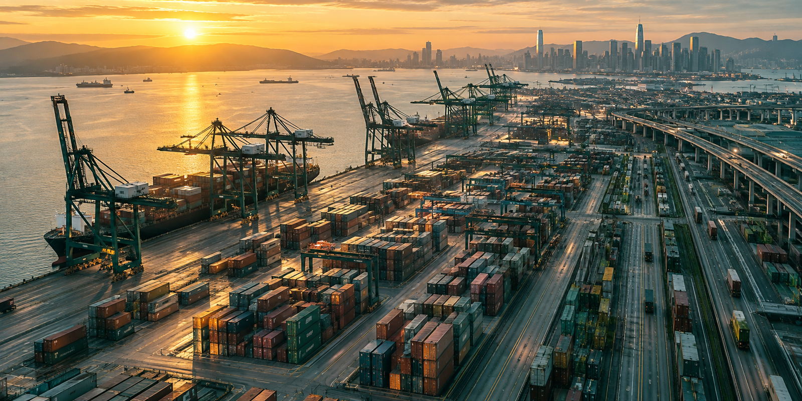 Conceptual image of port logistics and global supply chains